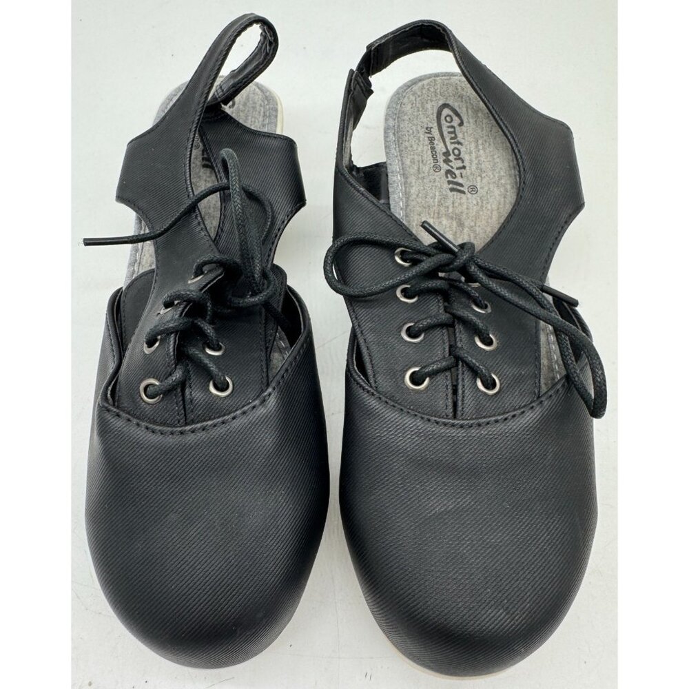 Comfort Well By Beacon Women's Slingback Laces Shoes Size 7M Black Closed Toe